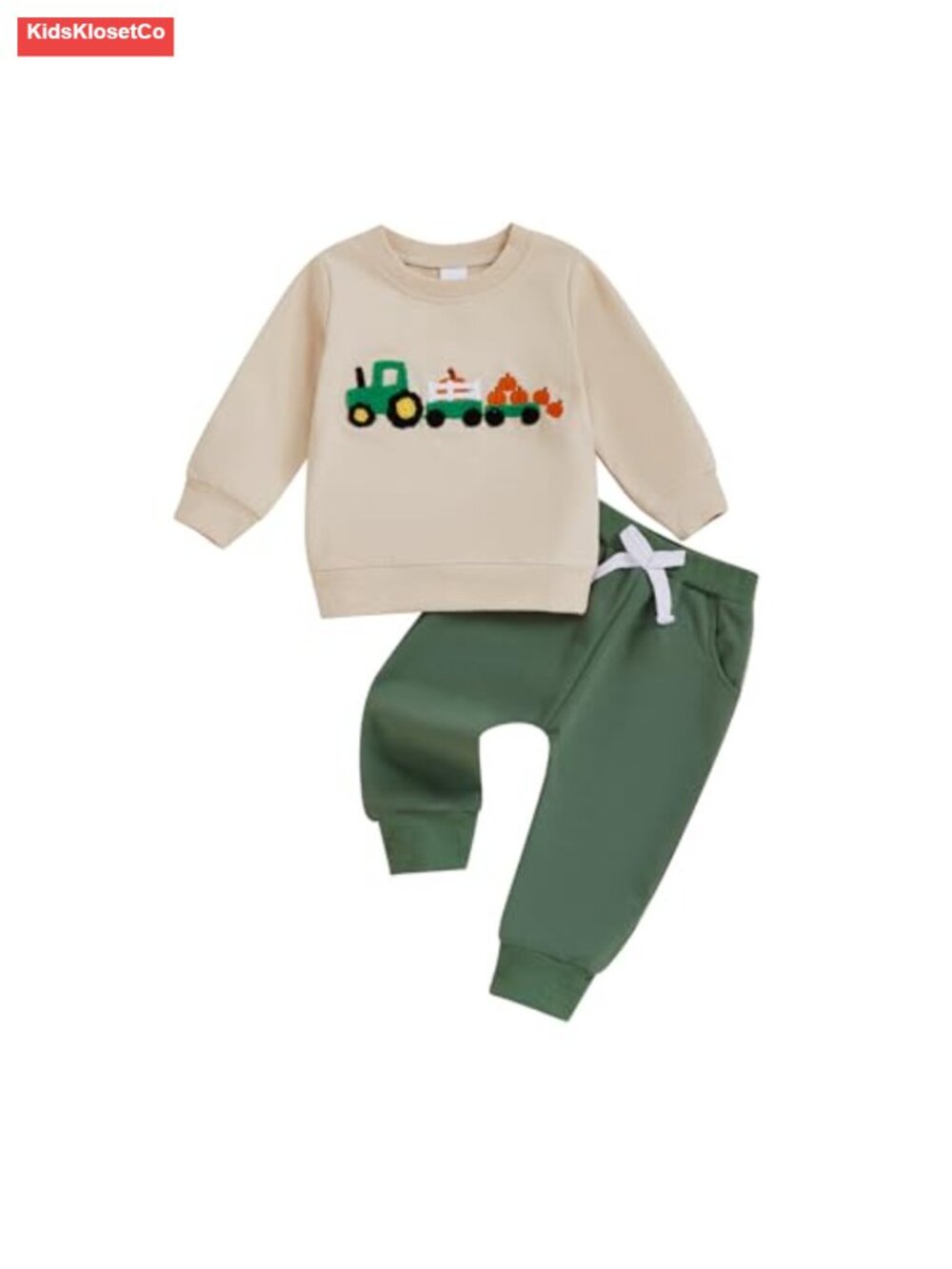 Toddler Boy Halloween Sweatshirt Jogger Set Pumpkin Tractor